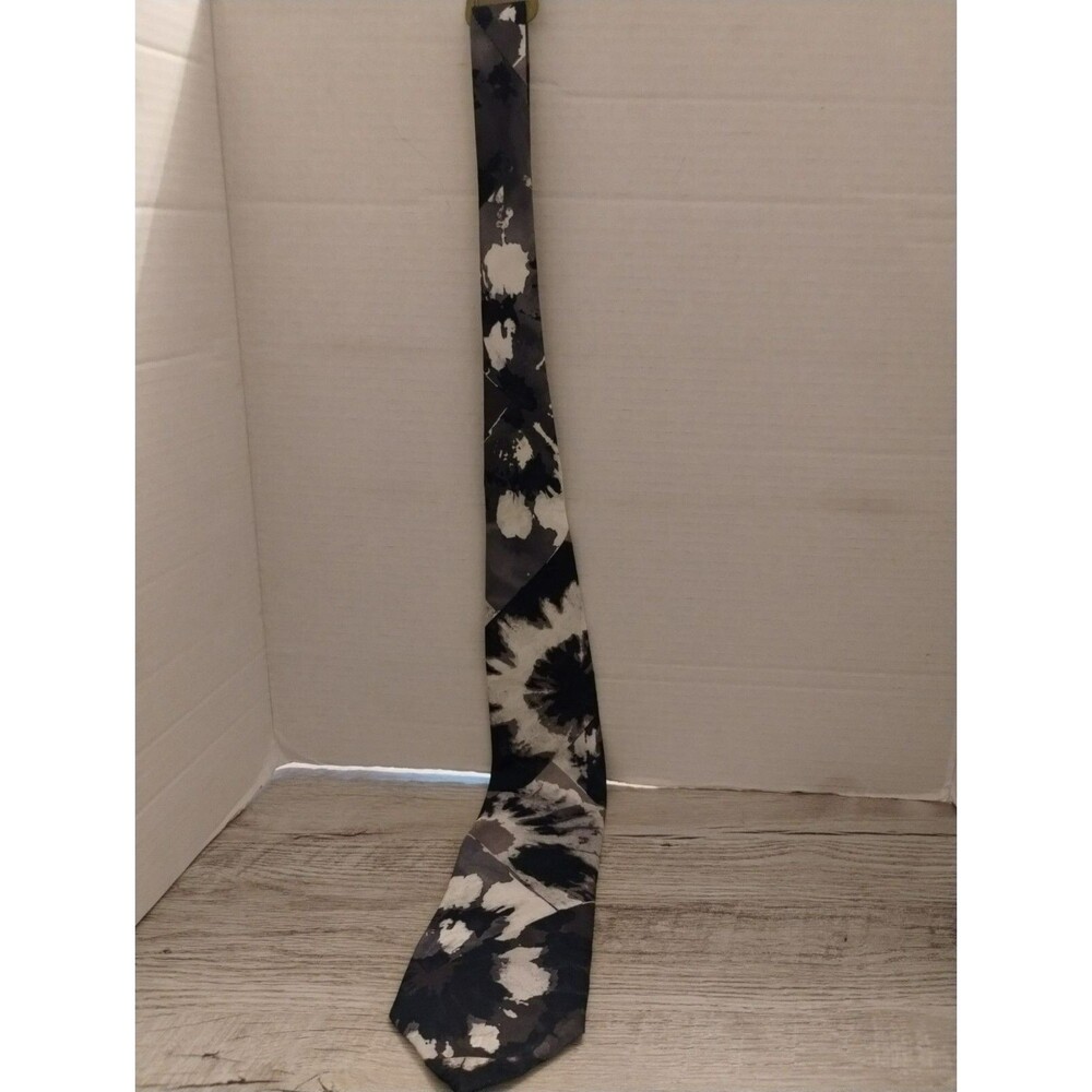 Black & Gray Tie-Dye Patterned Neck Tie By Wembley